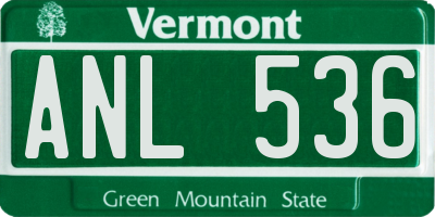 VT license plate ANL536