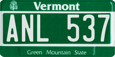 VT license plate ANL537