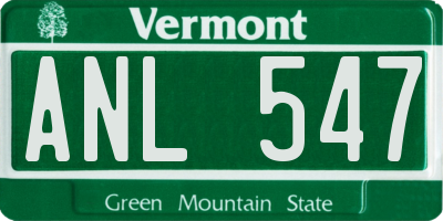 VT license plate ANL547