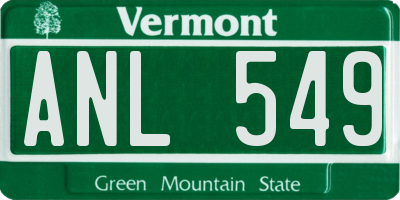 VT license plate ANL549