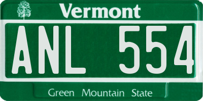 VT license plate ANL554