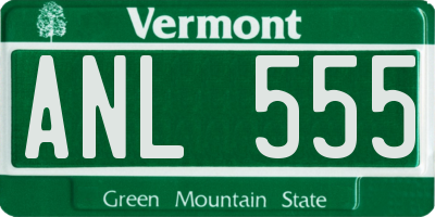 VT license plate ANL555