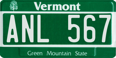 VT license plate ANL567