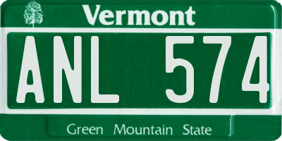 VT license plate ANL574