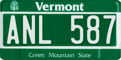 VT license plate ANL587