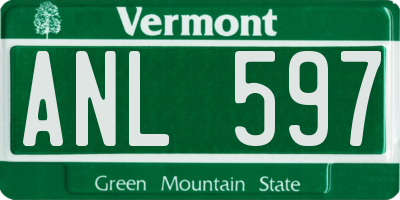 VT license plate ANL597