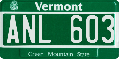 VT license plate ANL603