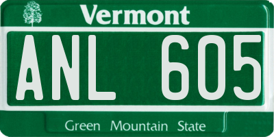 VT license plate ANL605