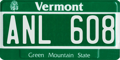 VT license plate ANL608