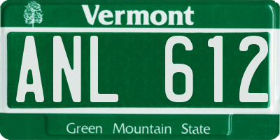 VT license plate ANL612