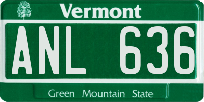 VT license plate ANL636