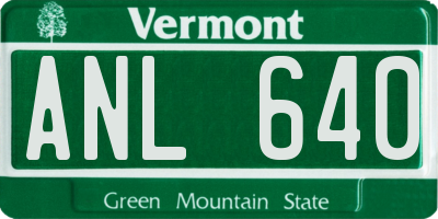 VT license plate ANL640