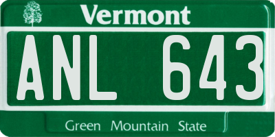 VT license plate ANL643