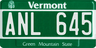 VT license plate ANL645