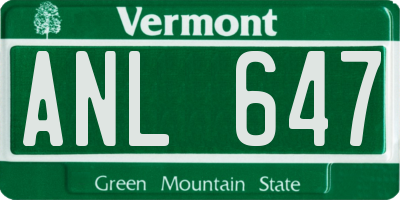 VT license plate ANL647