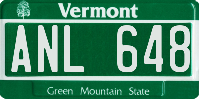VT license plate ANL648