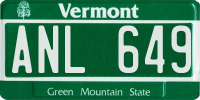 VT license plate ANL649