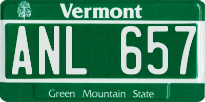 VT license plate ANL657