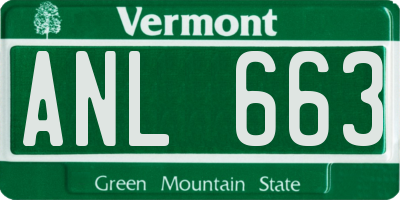 VT license plate ANL663