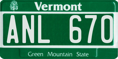 VT license plate ANL670