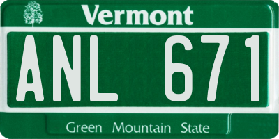 VT license plate ANL671