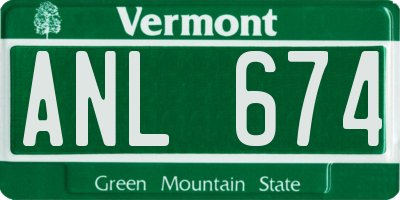 VT license plate ANL674