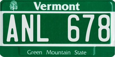 VT license plate ANL678