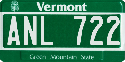 VT license plate ANL722