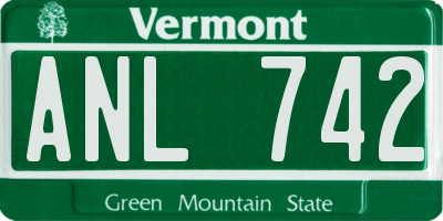 VT license plate ANL742