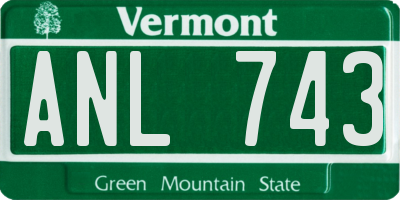 VT license plate ANL743