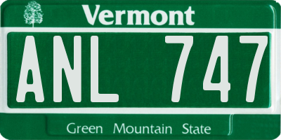 VT license plate ANL747