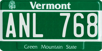 VT license plate ANL768