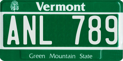 VT license plate ANL789