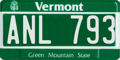 VT license plate ANL793