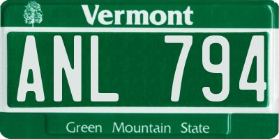 VT license plate ANL794