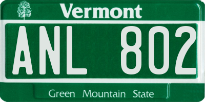 VT license plate ANL802
