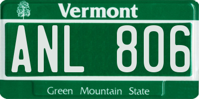 VT license plate ANL806