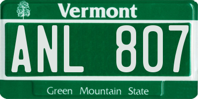 VT license plate ANL807