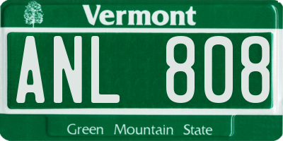 VT license plate ANL808