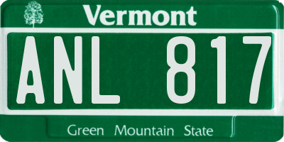 VT license plate ANL817