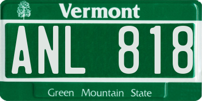 VT license plate ANL818