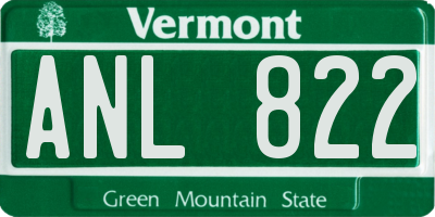VT license plate ANL822
