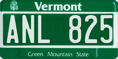 VT license plate ANL825