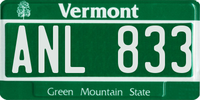 VT license plate ANL833