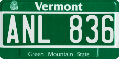 VT license plate ANL836