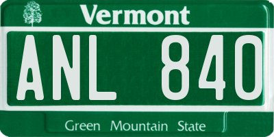 VT license plate ANL840