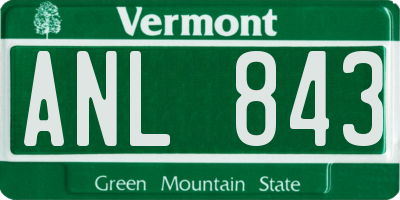 VT license plate ANL843