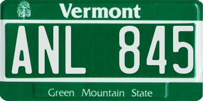 VT license plate ANL845