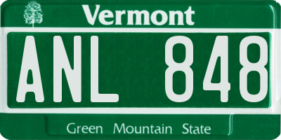 VT license plate ANL848