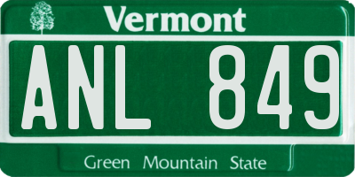 VT license plate ANL849